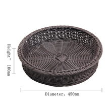 Round PP rattan display basket in supermarket
